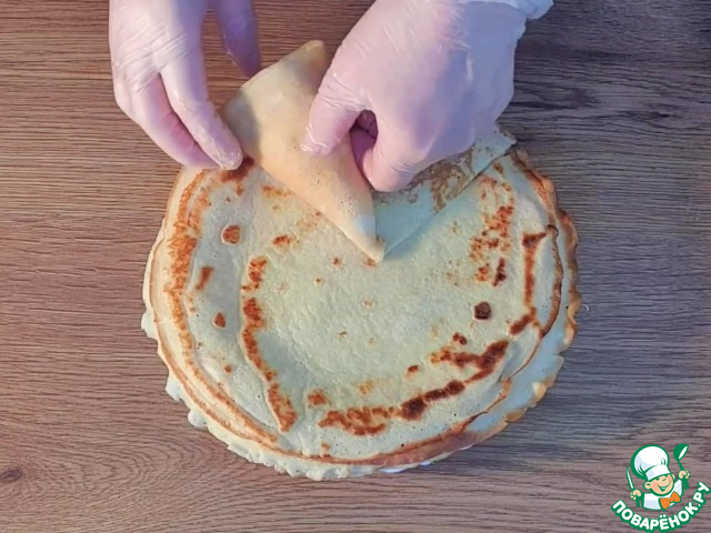 Блины на кипятке с грибной начинкой