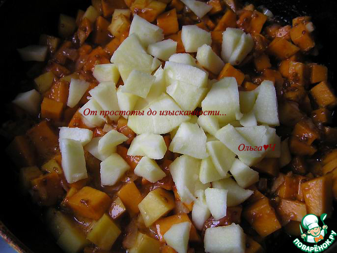 Фасоль с тыквой и яблоком