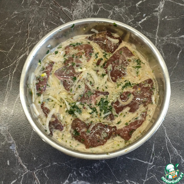 Говяжья печень в жировой сетке