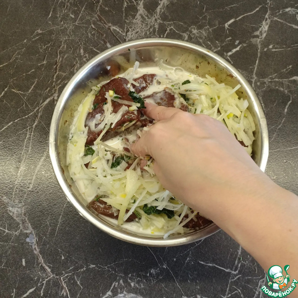 Говяжья печень в жировой сетке