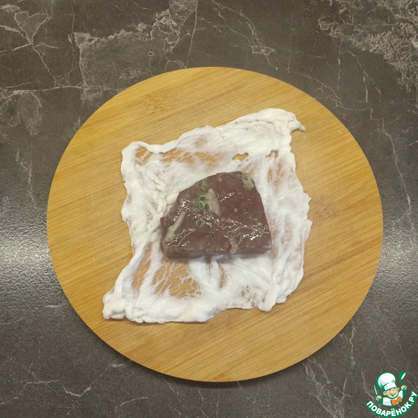 Говяжья печень в жировой сетке