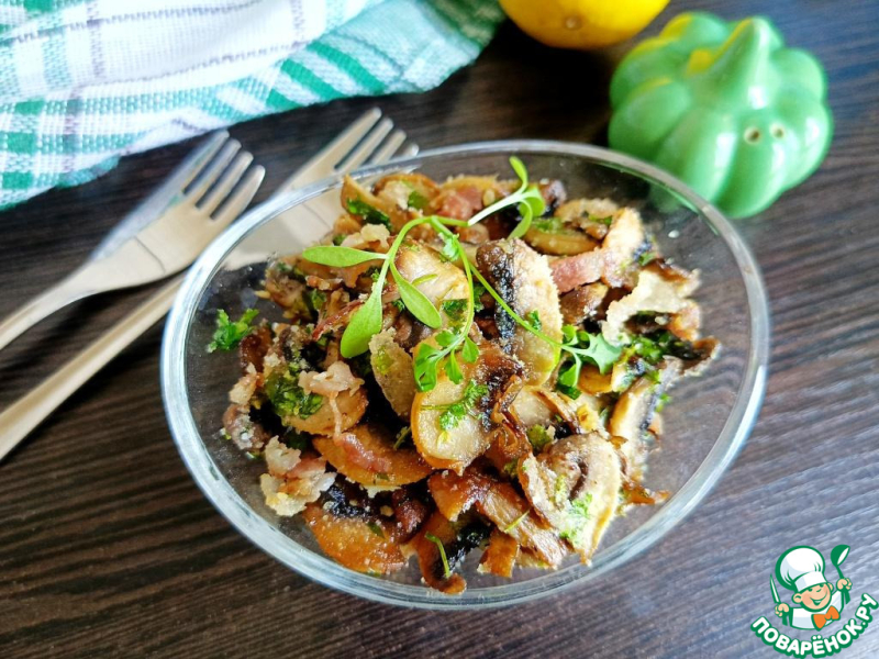 Хрустящие шампиньоны с беконом и чесноком