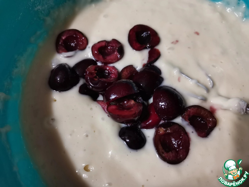 Яблочный кекс с черешней