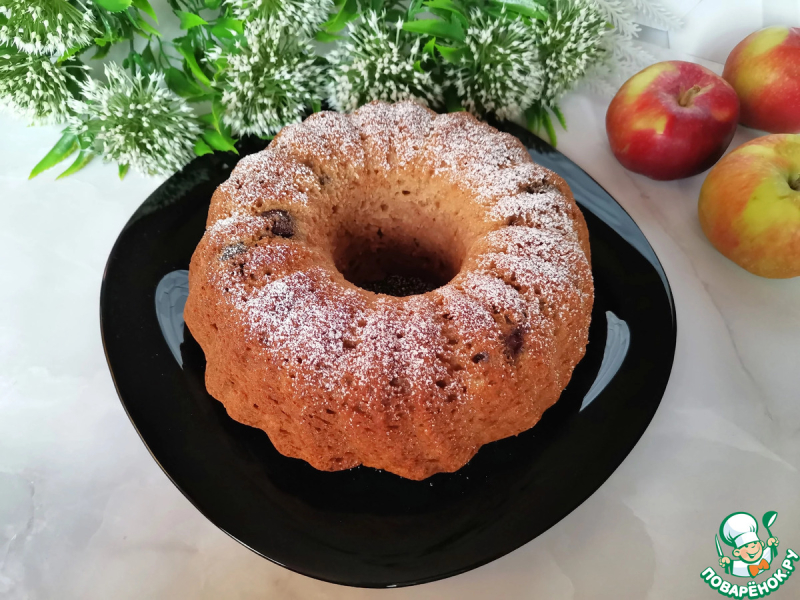 Яблочный кекс с черешней