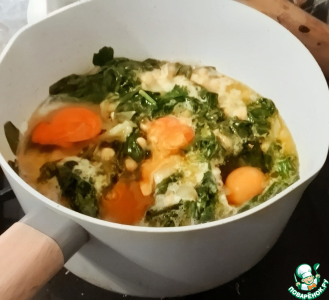 Яйца в мисо соусе с нутом