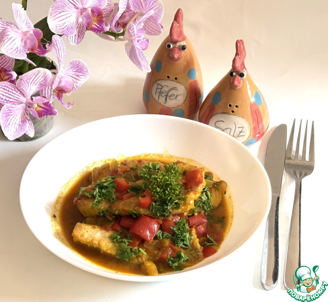 Карри с рыбой и овощами