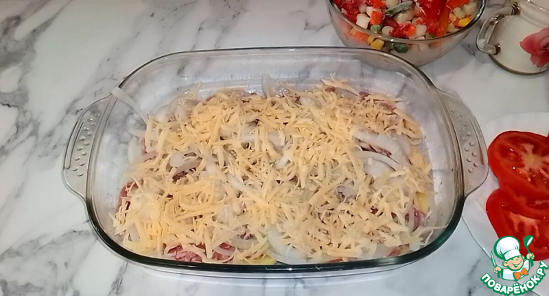 Картофельная запеканка с фаршем и овощами