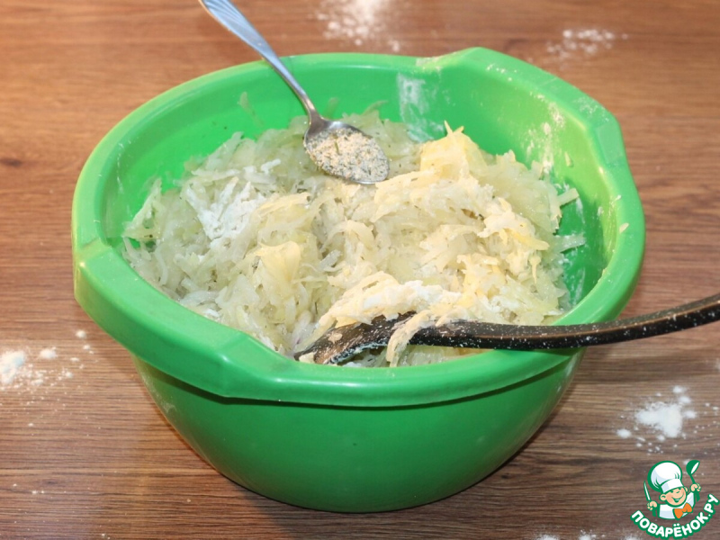 Картофельные лепешки с мясным припеком