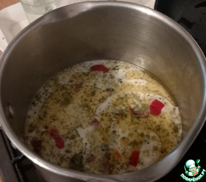 Кокосовое карри с зелёным горошком