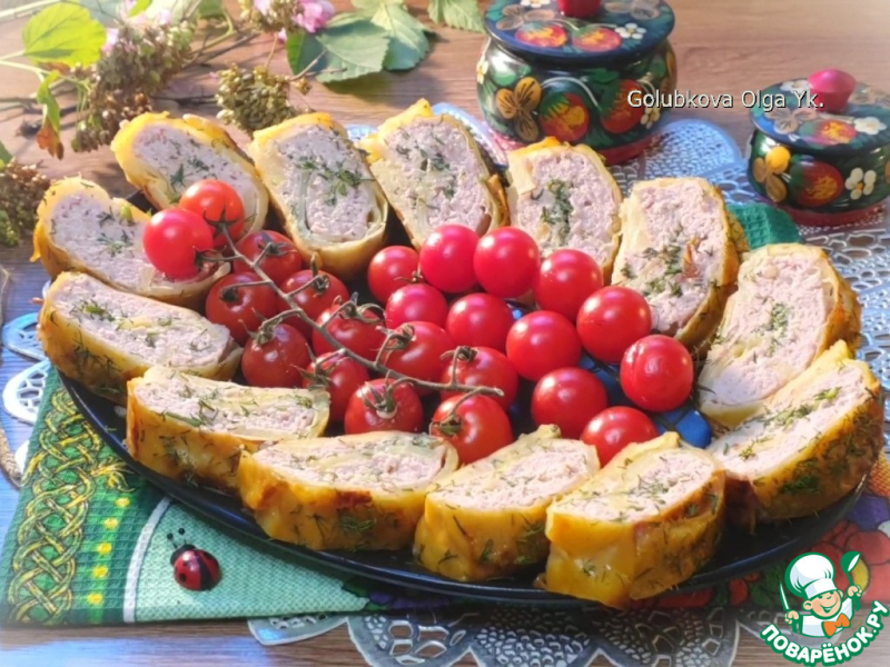 Котлетный фарш в картофельной чешуе