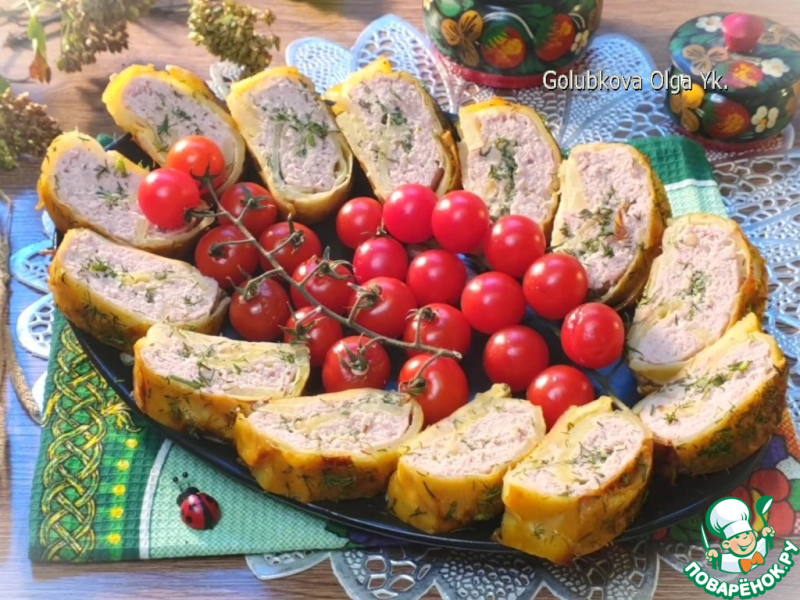 Котлетный фарш в картофельной чешуе