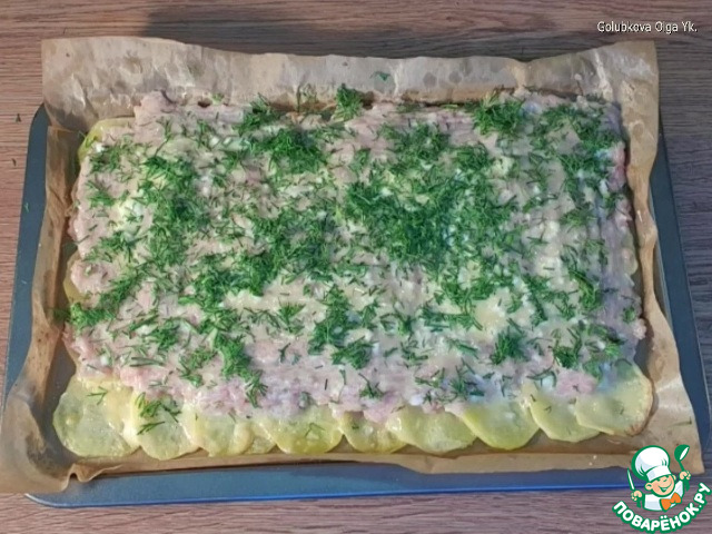 Котлетный фарш в картофельной чешуе