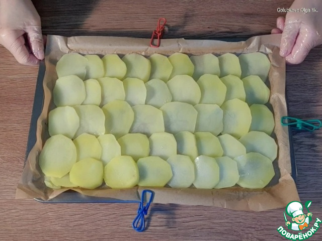 Котлетный фарш в картофельной чешуе