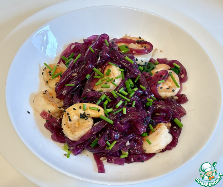 Креветки со стеклянной лапшой по-азиатски