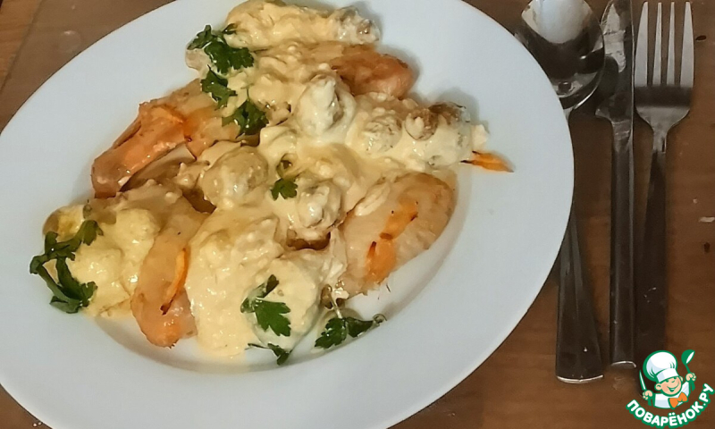 Курица в соусе "Диана" с грибами