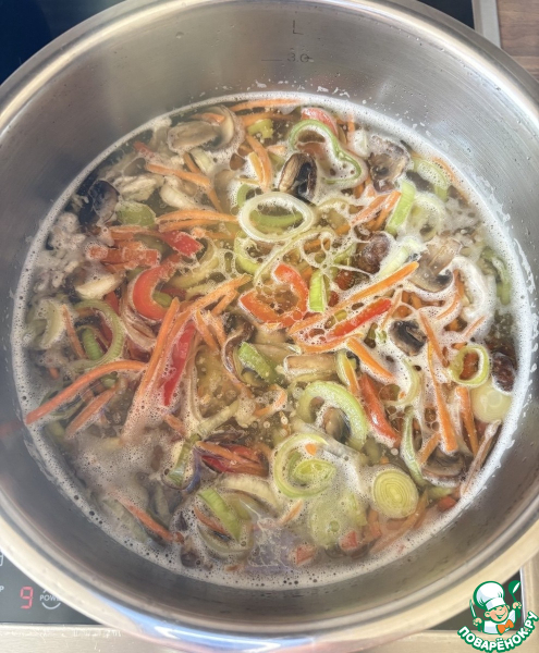 Куриный суп с овощами и лапшой