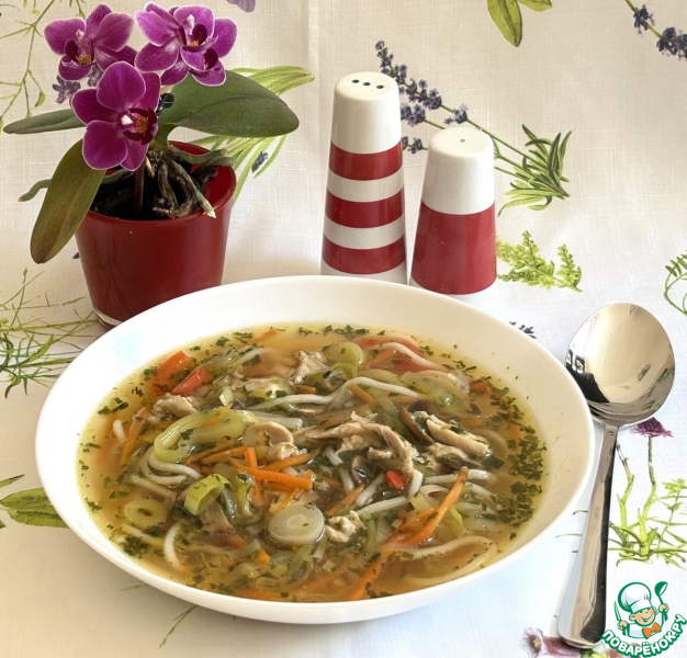 Куриный суп с овощами и лапшой