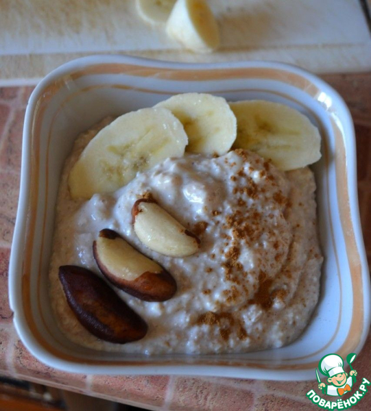 Ленивая овсянка с орехами