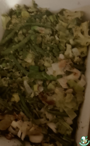 Маакуда из брокколи, бобов, лука-порея