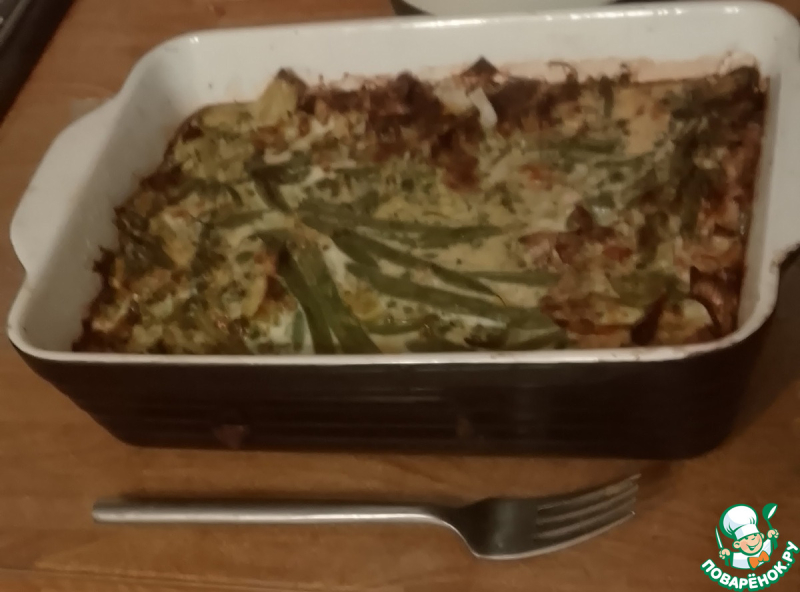 Маакуда из брокколи, бобов, лука-порея