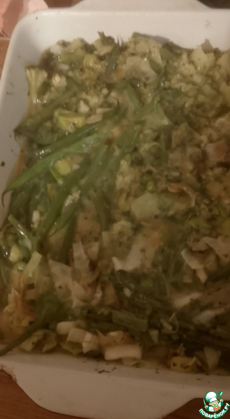 Маакуда из брокколи, бобов, лука-порея