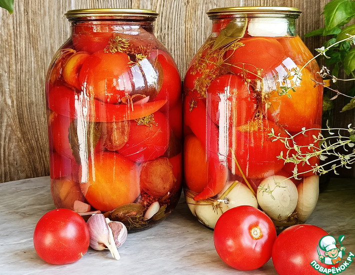 Маринованные помидоры со сливами