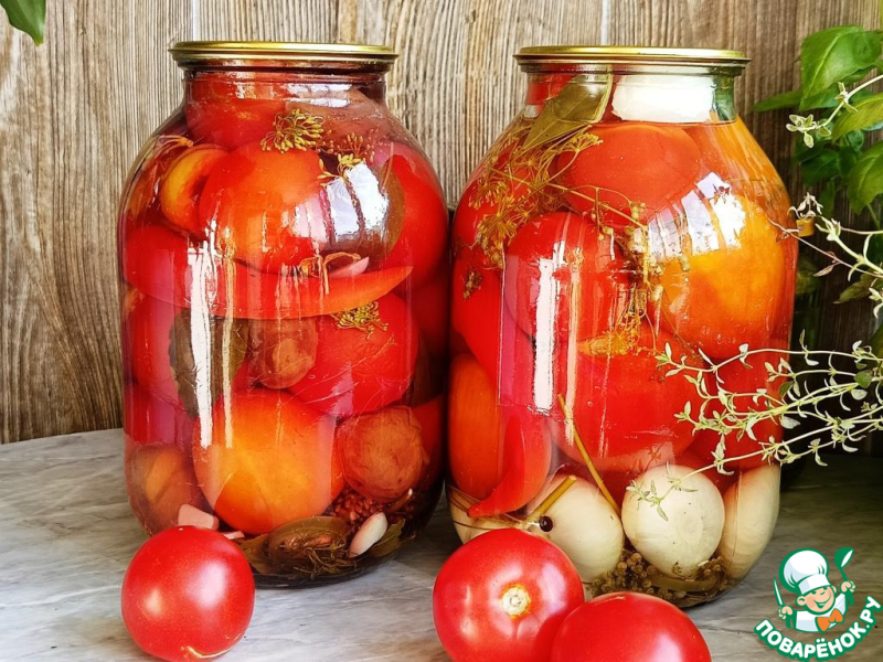 Маринованные помидоры со сливами