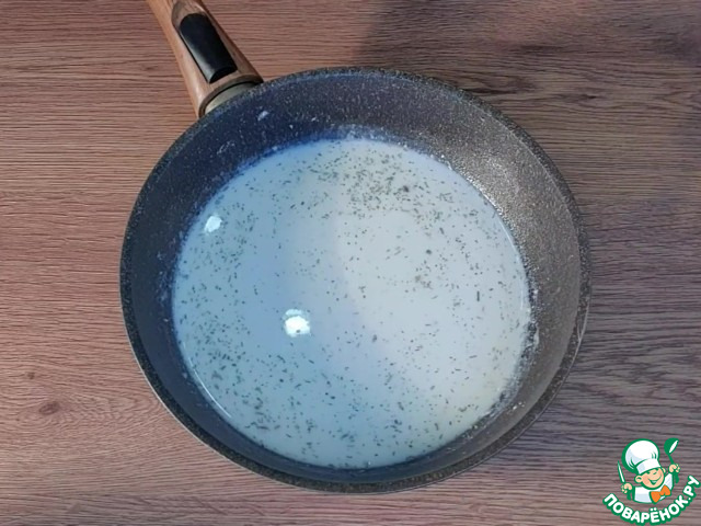 Минтай запечённый под грибным соусом