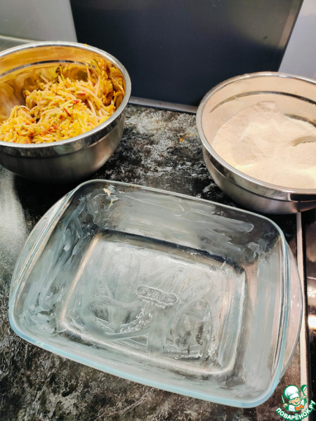 Насыпной пирог с грушами и яблоками