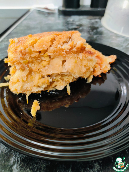 Насыпной пирог с грушами и яблоками