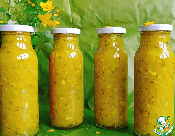Огуречный релиш с яблоками и чесноком