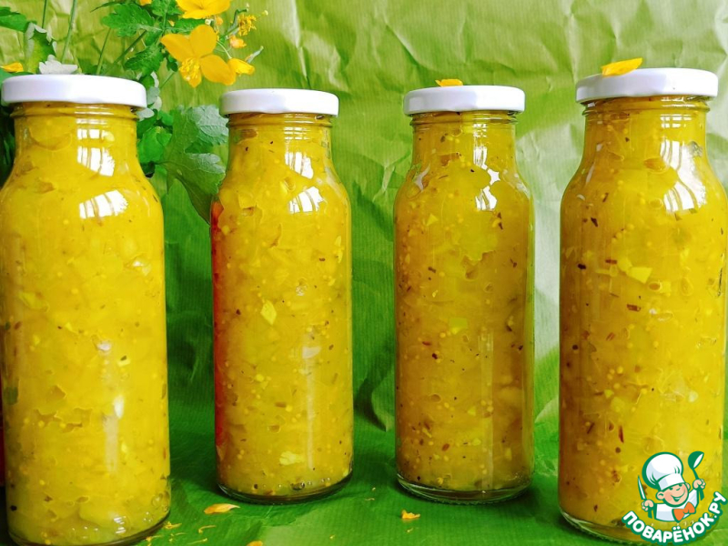 Огуречный релиш с яблоками и чесноком