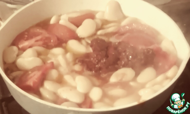 Орзо с харисой, бобами, кедровыми орешками