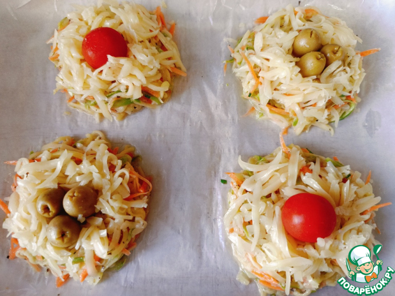 Овощные гнёзда с сыром