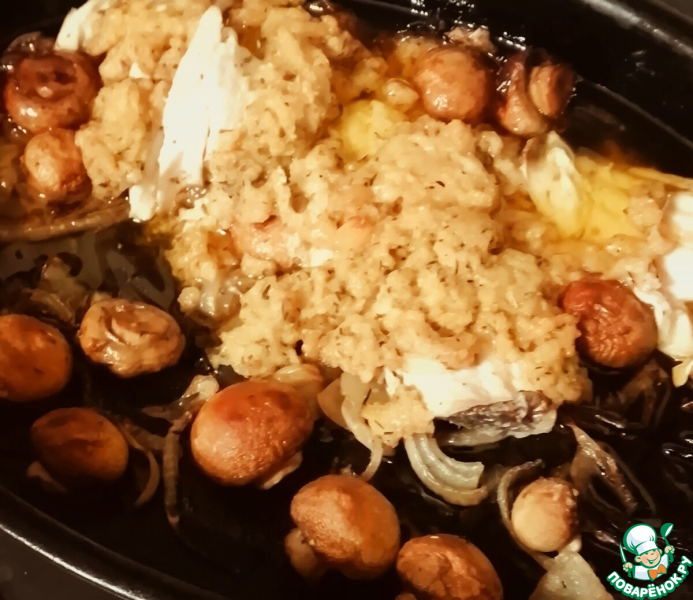 Paрэбит с морским окунем и грибами