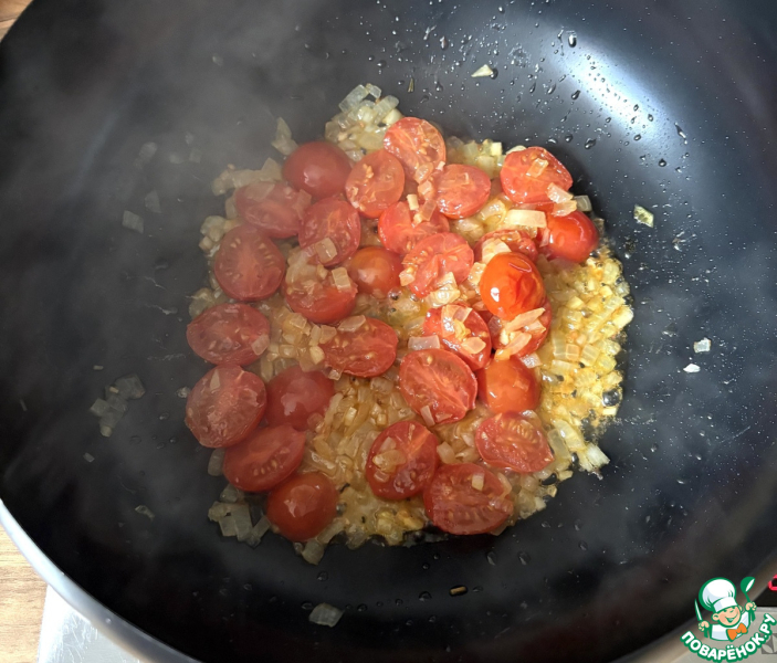 Паста с креветками в сырном соусе