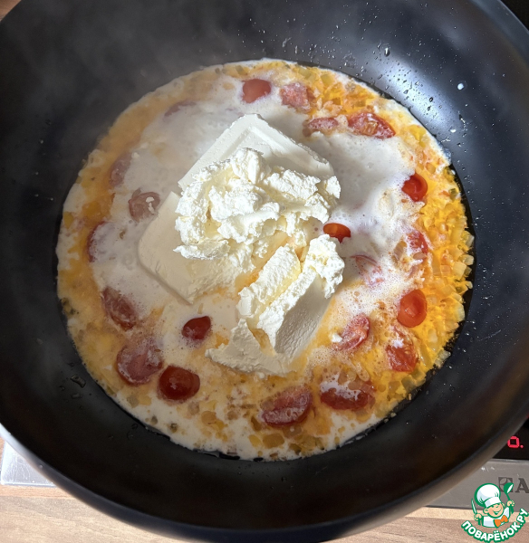 Паста с креветками в сырном соусе