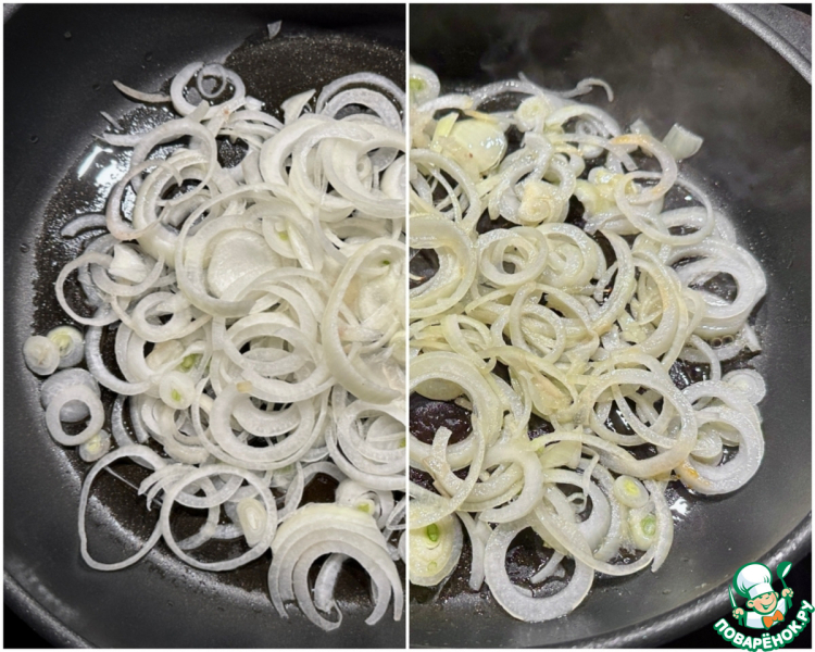 Печень говяжья. Жареная с луком