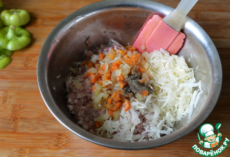 Перец фаршированный капустой с мясным фаршем