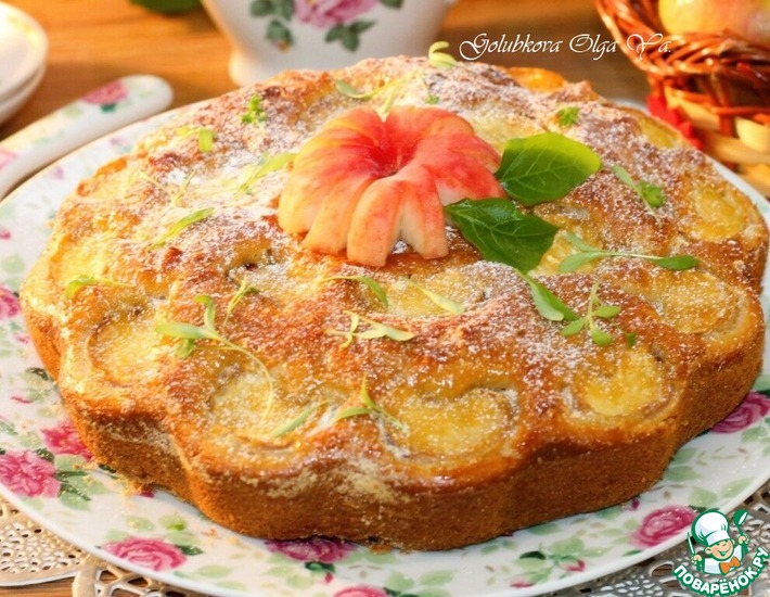 Пирог на кефире с персиками