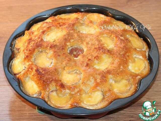 Пирог на кефире с персиками