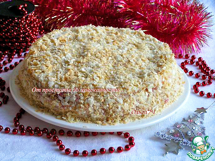 Постный торт "Наполеон" с вишней