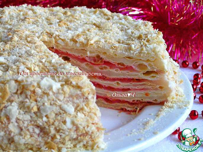 Постный торт "Наполеон" с вишней