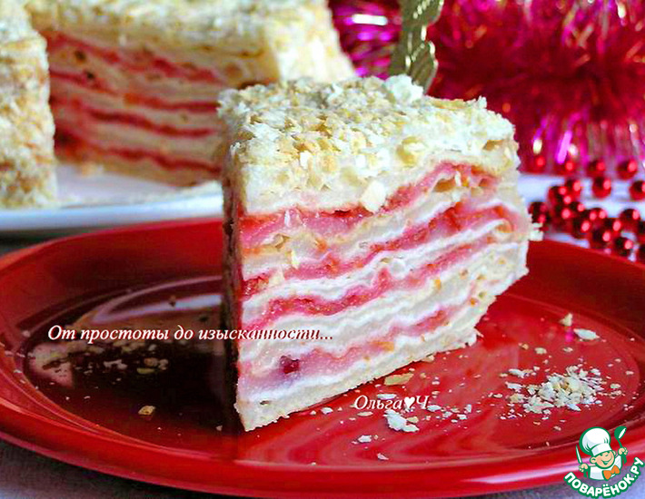 Постный торт "Наполеон" с вишней