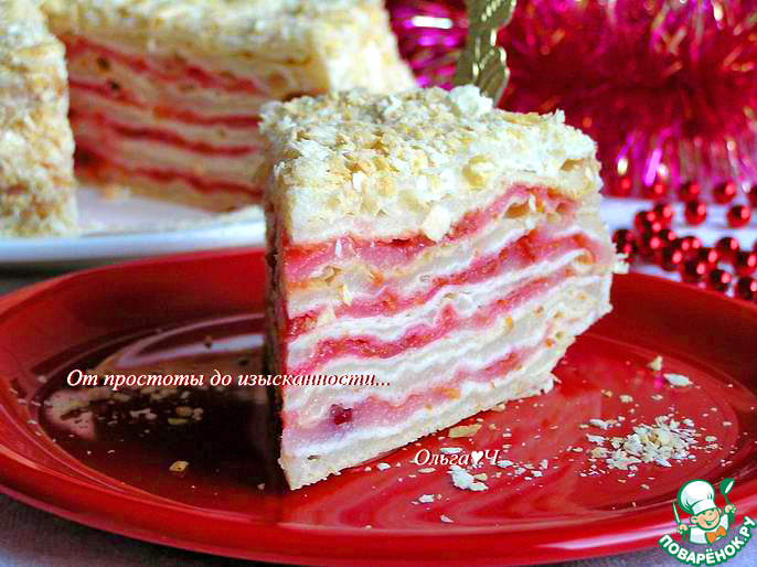 Постный торт "Наполеон" с вишней