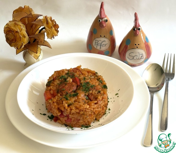 Рис с чоризо и овощами