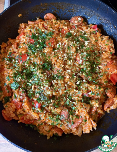 Рис с чоризо и овощами