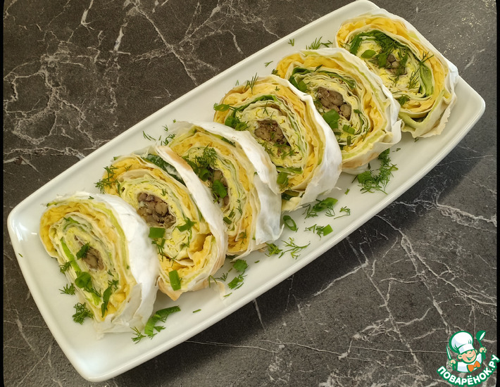 Рулет из лаваша со шпротами