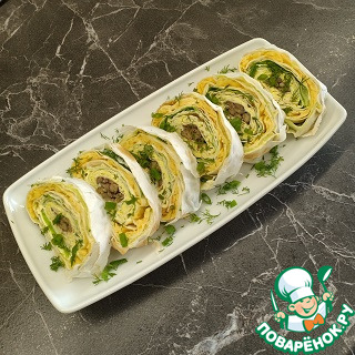 Рулет из лаваша со шпротами