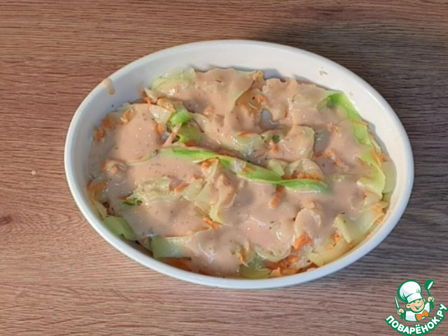 Рыбная запеканка с кабачком под соусом